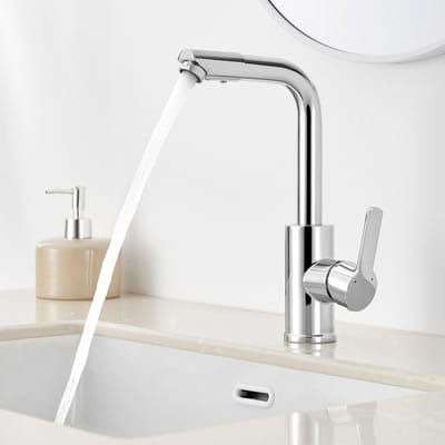 Auralum max Wastafelkraan - Badkamerkraan -Waterbesparend - 360° Draaibare - Badkamer Kraan - RVS - Chroom