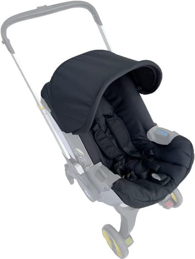 3-delige Baby Kinderwagen Accessoireset: Kleding, Zonneklep & Zitkussen (Zwart)