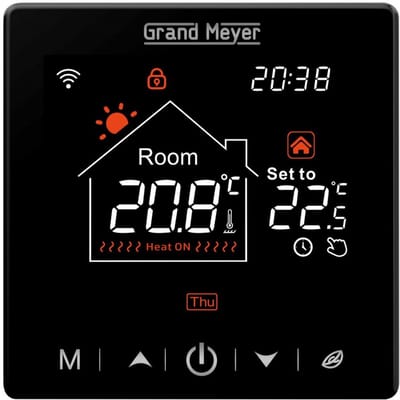 Programmeertbare Wi-Fi thermostaat SN-20, 16A, 230 V, Zwart