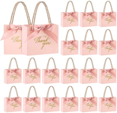 Dailygoods- Bedankzakjes 20 stuks - Mini Cadeauzakjes - Feestgunstzakjes - 12 x 6 x 14 cm - Stevig Papier - Herbruikbaar en Lichtgewicht
