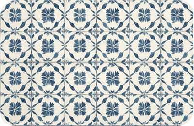 Badmat 60x40 cm - Antislip - Grafisch - Tegel - Blauw - Badmatten voor badkamer - Badkamermat - Douchemat - Badkamer mat