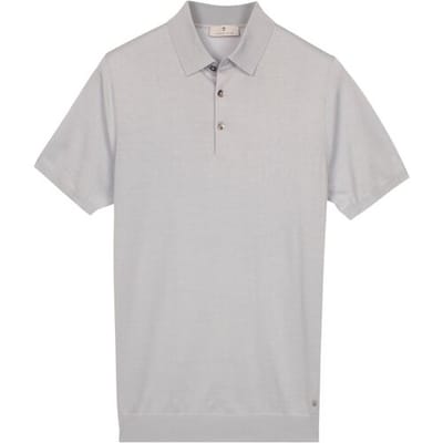 Thomas Maine Polo Pullover Fine Merino Single Knit Ice Blue / male