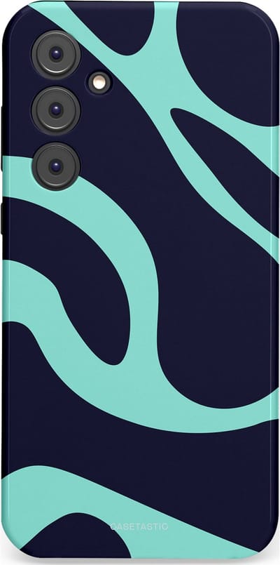Casetastic Hoesje Geschikt voor Samsung A35 - Stijlvolle Beschermende Duo-layer Case - Golvenritme Aqua-Marine