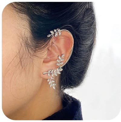bladeren oor manchet oorbellen goud zirkoon blad Wrap Crawler Oorbellen Cz Full Ear Oorbellen Geen Piercing Kristal Oorbellen Sieraden voor Vrouwen en Meisjes Dierenoorbellen
