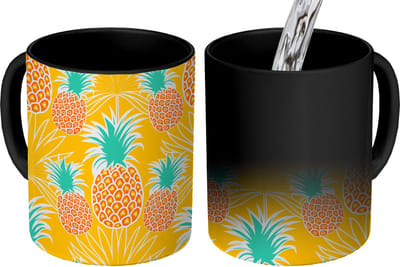Magische Mok - Foto op Warmte Mokken - Koffiemok - Jungle - Ananas - Fruit - Design - Magic Mok - Beker - 350 ML - Theemok