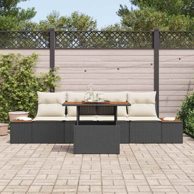 vidaXL - Tuinbank - Set - 5 - st - Zwart - poly - rattan