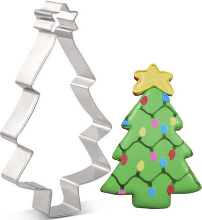 Kerst uitsteekvorm Kerstboom met Ster - 16CM Groot formaat uitsteker - RVS - Kerst koekjes bakken - Denneboom