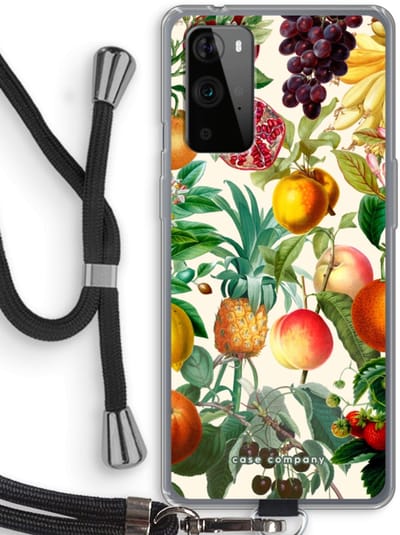 Case Company® - Hoesje met koord geschikt voor OnePlus 9 Pro hoesje met Koord - Classic Flora - Telefoonhoesje met Zwart Koord - Bescherming aan alle Kanten en Over de Schermrand