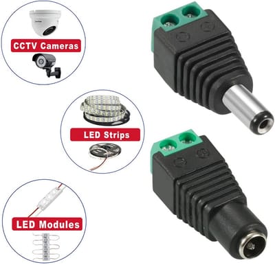 10 Stuks 12V DC Voedingsconnector Male/Female Schroefklem Adapter voor CCTV en LED Strips