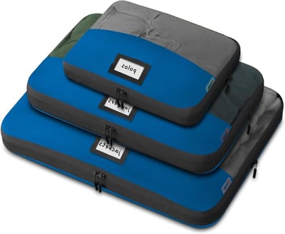 Compressie Verpakking Kubussen - Reis Organizers - Bagage Ordenen - Gemaakt van Gerecycled Materiaal - 3 Delige Set - Blauw
