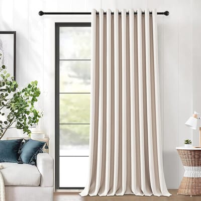 Verduisterend verduisteringsgordijn met inslagringen, thermogordijn, extra breedte 300 cm, 245 cm, 1 stuk, geluidsisolatie, ruimteverdeler, voor kinderkamer, slaapkamer, kast