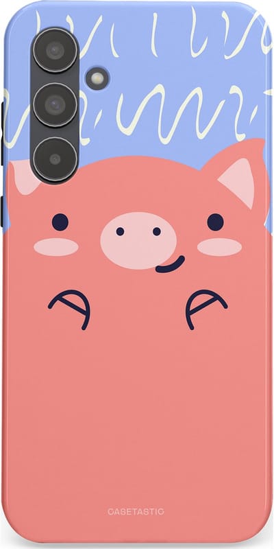 Casetastic hoesje geschikt voor Samsung Galaxy A55 - Dubbellaagse bescherming - Knuffel van varken - Fashion Case - Koraal Lichtblauw