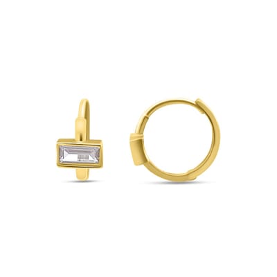 New Bling 9NBSAM-G230334 Gouden Oorringen met Zirkonia - Baquette - 4x6,7mm - Oorring 12x1,8mm - 14 Karaat - Goud