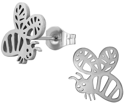 CS Joy - Bij oorbellen - Chirurgisch staal - vrolijke Bij oorknoppen - 12 x 11 mm