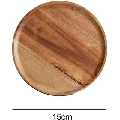 15/20/25cm Houten Ronde Serveerschaal Dienblad Retro Hout Pizza Salade Bord Fruit Dessert Dienblad Brood Cake Container Snacks Schaal brown