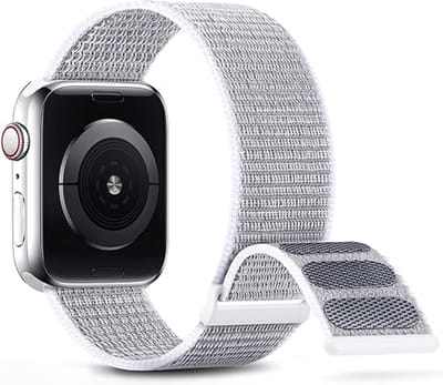By Qubix - Geschikt voor Apple Watch bandje - Geschikt voor Apple Watch nylon sport loop bandje - Wit - Extra sterke klittenbandsluiting - Geschikt voor Apple Watch 38mm / 40mm / 41mm / 42mm - nylon - bandje iWatch