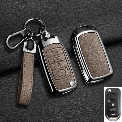 Zinklegering Flip Sleutelhoes Cover Shell Voor Fiat Tipo Toro Nuovo Freedom 500X Doblo Argo Grazie Beschermer Keyless Afstandsbediening Accessoires black