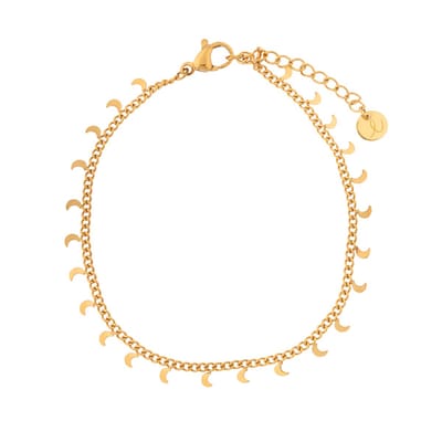 Essentialistics - Armband kleine maantjes - Volwassenen - Goudkleur - Stainless steel (verkleurt niet) - Verlengkettinkje