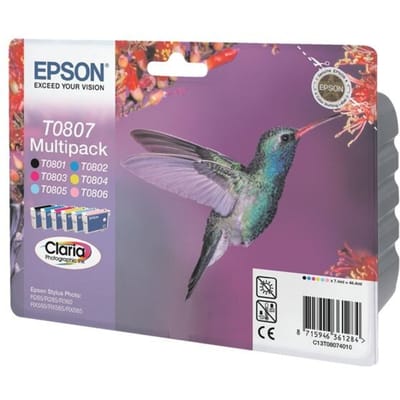 Epson Inktcartridge T0807 Origineel Combipack Zwart, Cyaan, Magenta, Geel, Foto cyaan, Foto magenta C13T08074011
