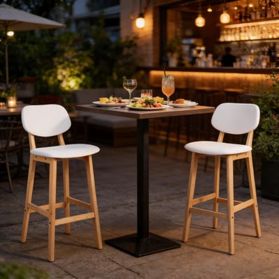 MIVRAY Barstoelen 91,5 cm - Ergonomisch Met Dikke Zitting En Rugleuning - Voor Keuken En Bar - Kunstleer Massief Hout Wit