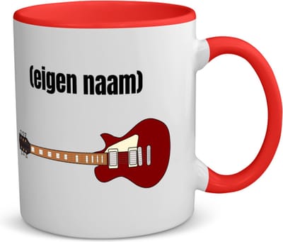 Akyol - rode elektrische gitaar met eigen naam koffiemok - theemok - rood - Gitaar - muziek liefhebbers - gitaristen - gitaar liefhebbers - verjaardag - cadeau - kado - 350 ML inhoud