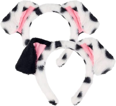 Set van 2 Pluche Hoofdbanden met Dalmatiër Oren voor Dalmatiër Kostuum, Cosplay en Feestdagen