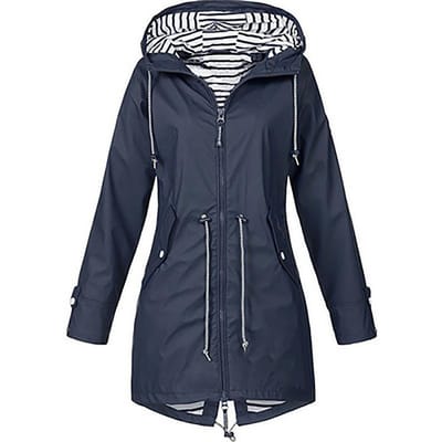 Alle seizoenen outdoor waterdichte regenjas Casual losse grote maat winddichte jas met capuchon Klimmend windjack 5XL marineblauwe kleur