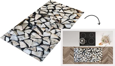 Keukenloper - Loper keuken - Hout - Haard - Winter - 120x60 cm - Keukenloper vinyl