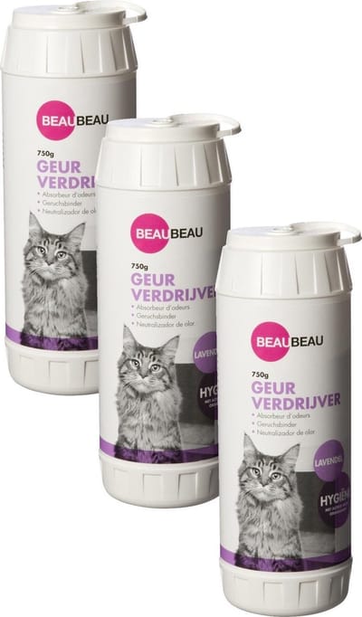 Happy Home Kattenbak Geurverdrijver - Kattenbakreinigingsmiddelen - 3 x 750 g Lavendel
