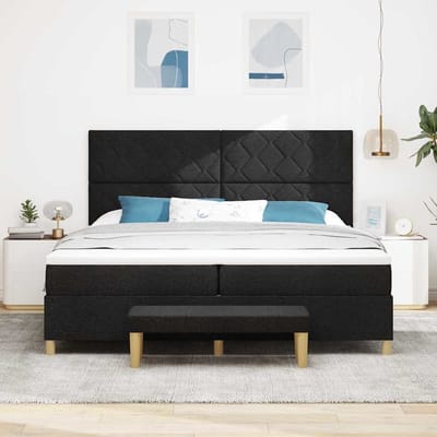vidaXL - Boxspring - bed - met - hoofdeinde - Zwart - 200 - x - 200 - cm - Stof