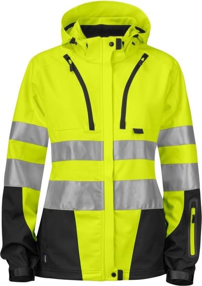 ProJob 6423 ONGEVOERDE SIGNALISATIE SOFTSHELL EN ISO 20471 KLASSE 3 DAMES 646423 - Geel/Zwart - XS