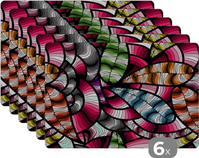 Placemat - Placemats kunststof - Patronen - Plant - Abstract - Jungle - 45x30 cm - 6 stuks - Hittebestendig - Anti-Slip - Onderlegger - Afneembaar
