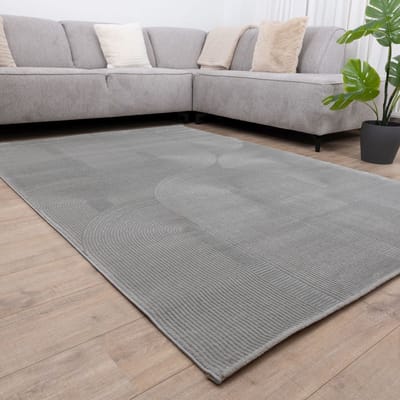 Grijs Tapijt Kwalitatief Laagpolig Vloerkleed Koho Premium Touch 3D Toon op Toon - 280x380cm- Modern - Woonkamer - Salon - Slaapkamer - Eetkamer