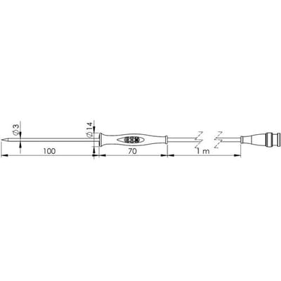 Greisinger GF1T-E3-B-BNC Insteeksensor -70 tot +250 °C Sensortype Pt1000