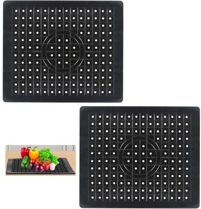 EXCITAT Mat - Gootsteenmat - Afwasmat - Spatmat - Afvoermat - Geschikt voor Keuken, Toilet, Café, Restaurant - 26*31cm - Zwart