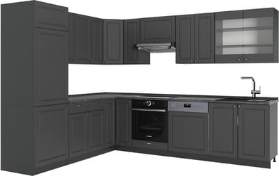 Vicco Hoekkeuken Fame-Line, Anthrazit-Gold Landhaus/Antraciet, 287 x 227 cm, WB Antraciet