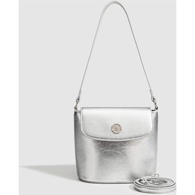 Niche Design Zilveren Schoudertas Damesmode Textuur Eenvoudige Crossbody Tas Zomer Vierkante Schoudertas white