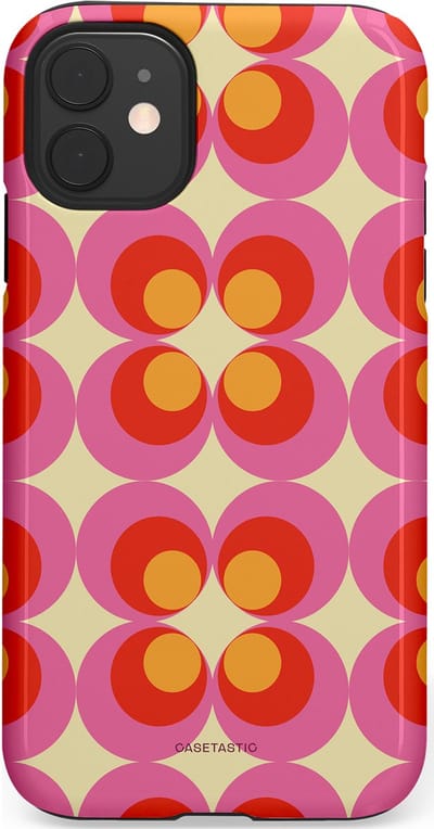 Casetastic hoesje geschikt voor Apple iPhone 11 - Dubbellaagse bescherming - Circle boogie - Fashion Case - Roze Rood Zand Okergeel