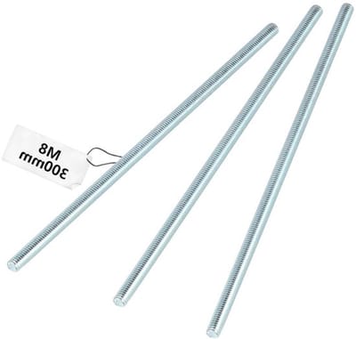 3-pack M8 Draadstangen 300 mm - Verzinkt Staal - Sterkteklasse 4