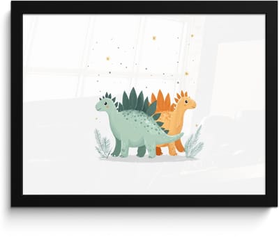 Poster in lijst - Fotolijst 40x30 cm - Posters - Planten - Sterren - Dinosaurussen - Oranje - Posterlijst zwart - Decoratie - Wanddecoratie woonkamer - Muurdecoratie slaapkamer