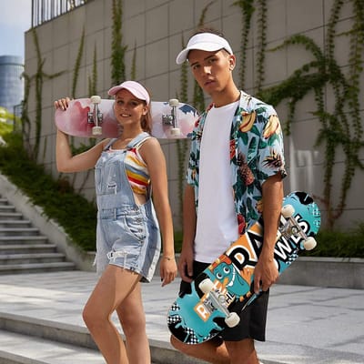 Skateboard voor kinderen - complete cruiser skateboard voor beginners - jongeren en volwassenen - 7-laags Canadese esdoorn - Double Kick Deck - ABEC-7 kogellagers - belasting 100 kg.
