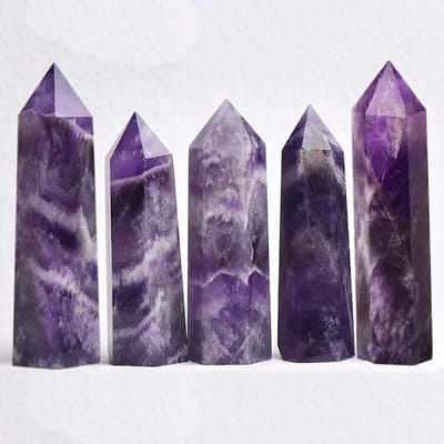 Natuurlijk Gekleurde Fluoriet Enkele Punt Heksenspullen Zeshoekige Prisma Mineraalstenen Knutselwerk Huisdecoratie Kerstcadeaus (Amethyst,1pc Size 40-50mm)