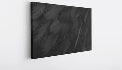 Saammp Canvas Schilderij - Zwarte veren - Abstract kunstwerk - 30x20 - Foto op canvas - Wanddecoratie - Muurdecoratie Woonkamer - Slaapkamer decoratie - Canvas Print