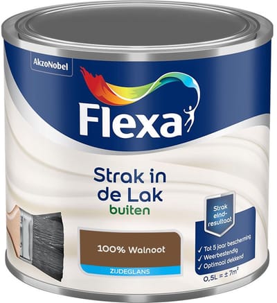 Flexa - Strak In De Lak Buitenlak Zijdeglans - 100% Walnoot - Mengverf - 500 Ml