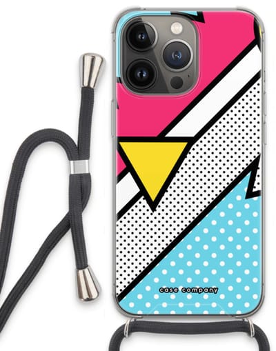 Case Company® - Hoesje met koord geschikt voor iPhone 13 Pro hoesje met Koord - Pop Art #3 - Telefoonhoesje met Zwart Koord - Bescherming aan alle Kanten en Over de Schermrand
