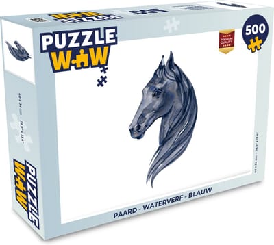 Puzzel Paard - Waterverf - Blauw - Meisjes - Kinderen - Meiden - Legpuzzel - Puzzel 500 stukjes