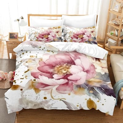 Bloemen Beddengoed Set Hoge Kwaliteit Luxe Natuur Schoonheid Romantisch 3D Geprint Dekbedovertrek Set Kussenslopen Kingsize Cadeau voor Volwassene Us Queen 228x228cm