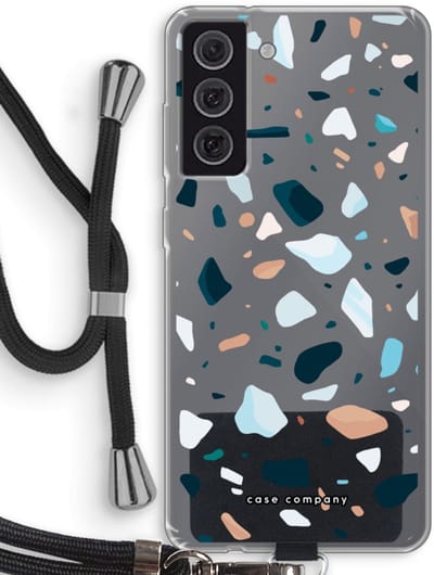 Case Company® - Hoesje met koord geschikt voor Samsung Galaxy S21 FE hoesje met Koord - Terrazzo N°13 - Telefoonhoesje met Zwart Koord - Bescherming aan alle Kanten en Over de Schermrand