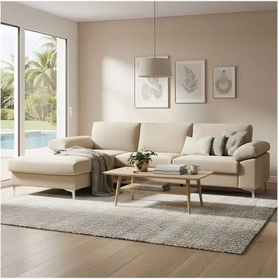 Concept-Usine Hoekbank 4-5 zitplaatsen Velours Beige GALWAY