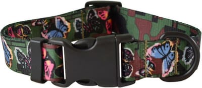Halsband Hond Kleuren Vlinder Print - Leiband - verstelbaar - motief - katoen - maat L - 33 tot 52 cm